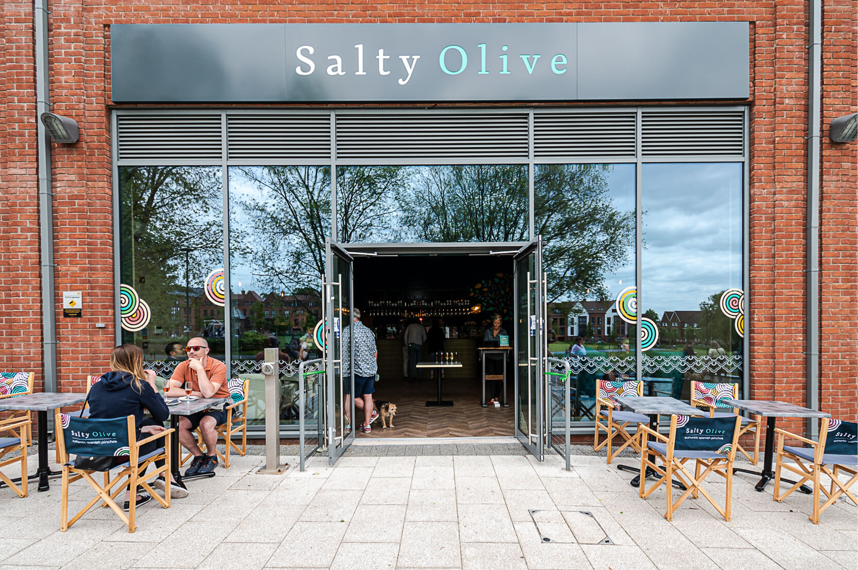 Private hire area at Salty Olive with outdoor seating for networking events.