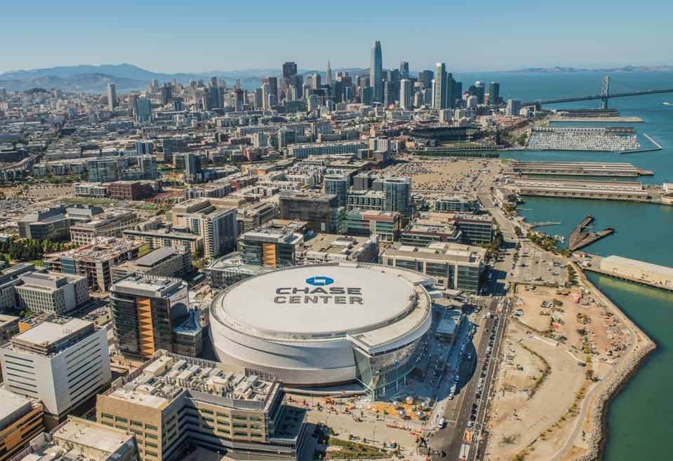 Chase Center arena in San Francisco, modern venue for events and conferences.