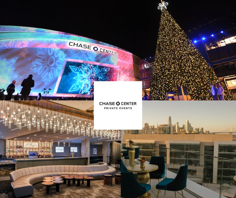 Top floor event space at Chase Center with elegant decor for corporate gatherings.