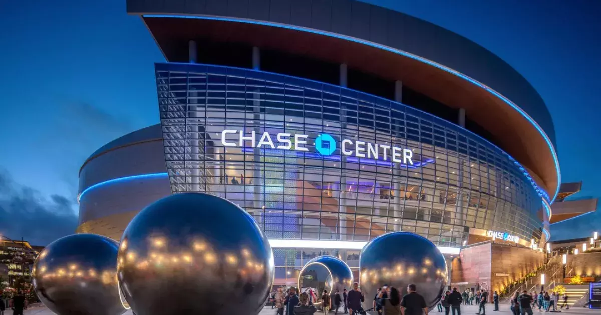 Top floor event space at Chase Center with modern architecture for conferences and concerts.