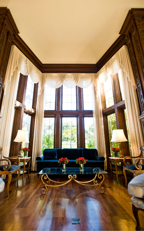 Elegant Morning Room in Kohl Mansion with large windows, ideal for events and gatherings.