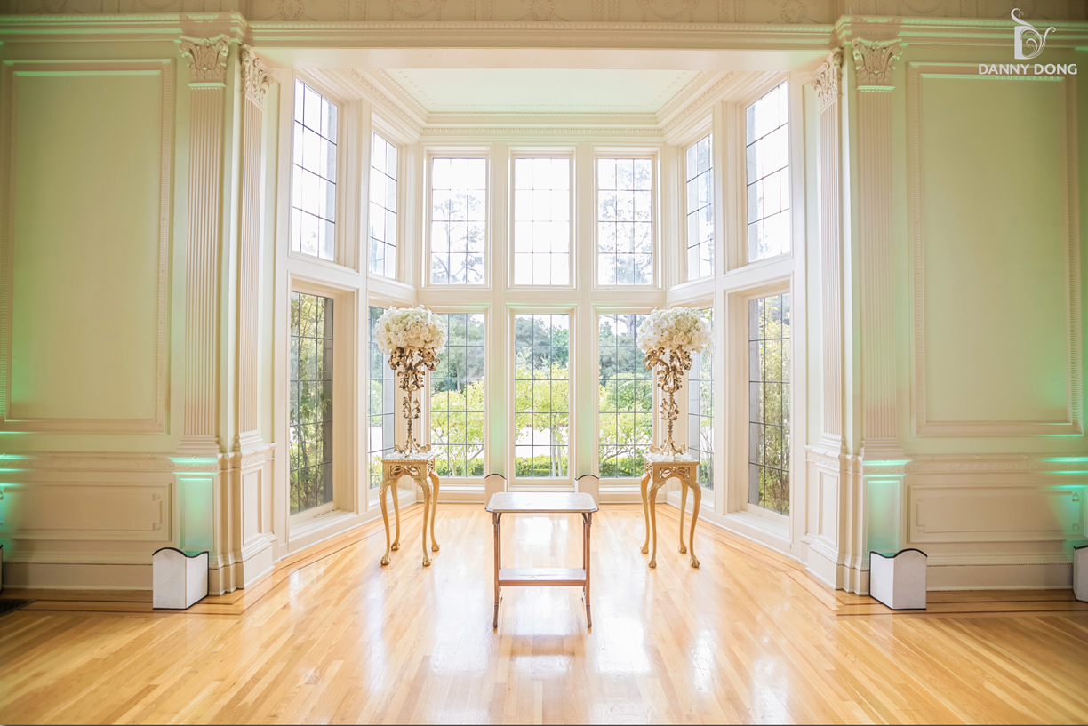 Elegant Morning Room in Kohl Mansion with large windows, perfect for weddings and events.