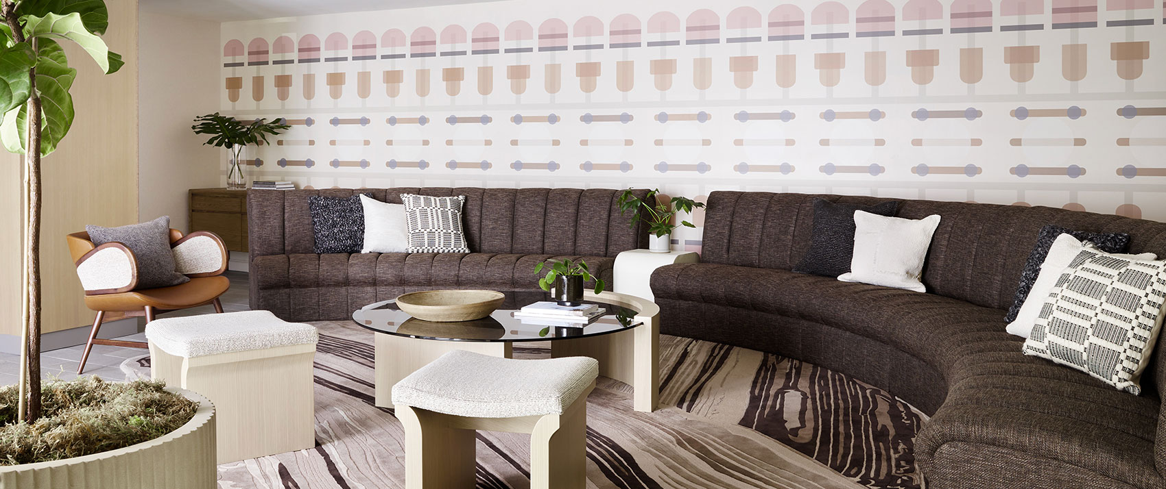 Stylish lounge area at Kimpton Hotel Enso for networking and informal meetings.