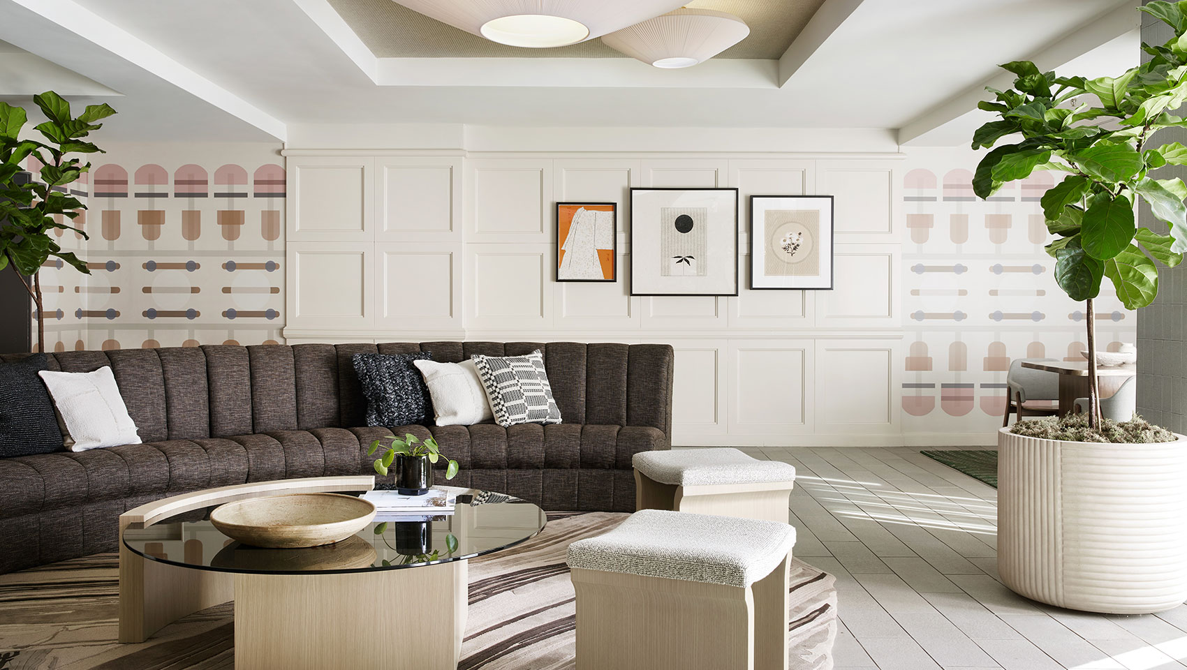 Stylish Hotel Lobby Lounge at Kimpton Enso, ideal for networking and casual meetings.