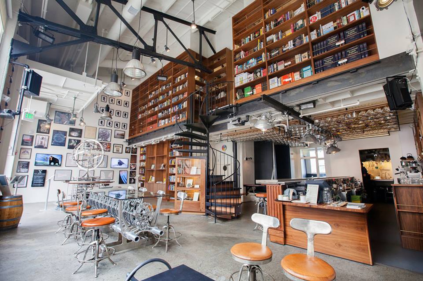 Landmark Building C: stylish event space with spiral staircase for creative meetings and workshops.