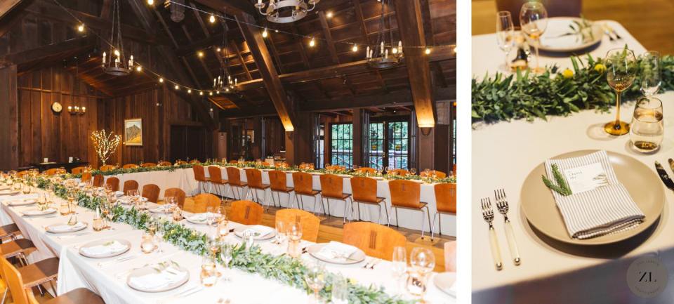 Elegant banquet table in Outdoor Art Club courtyard for events and gatherings.