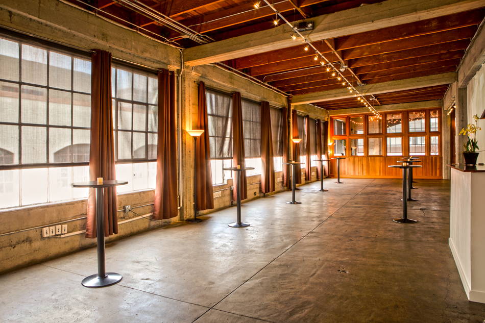 Top floor event space at Amador Club, featuring natural light for networking events.