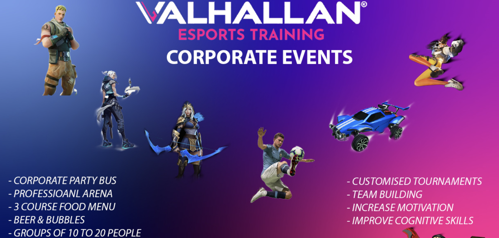 Valhallan Esports Training arena setup for corporate events and team-building activities.