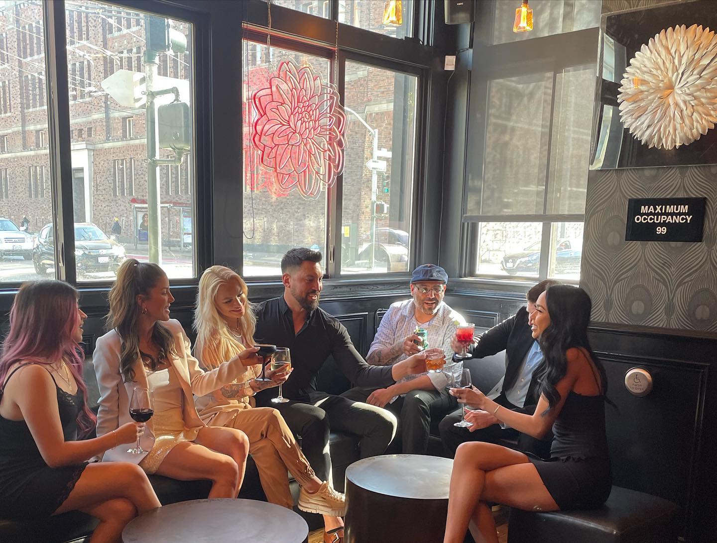 Vibrant primary bar area in Dahlia Lounge SF, ideal for networking and social events.