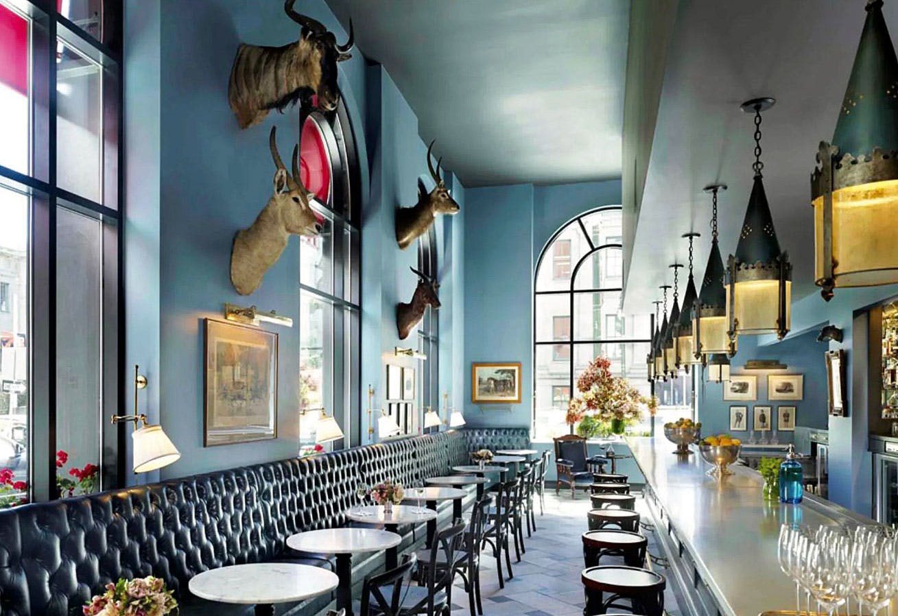 Stylish Blue Bar at The Cavalier, perfect for receptions and social events.