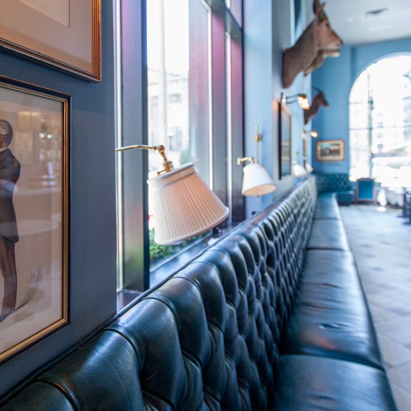 Elegant leather seating in The Rail Car at The Cavalier, ideal for networking events.
