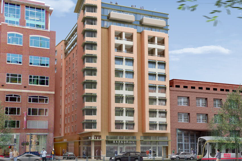 Modern Hotel VIA reception, ideal for events and meetings in an urban setting.