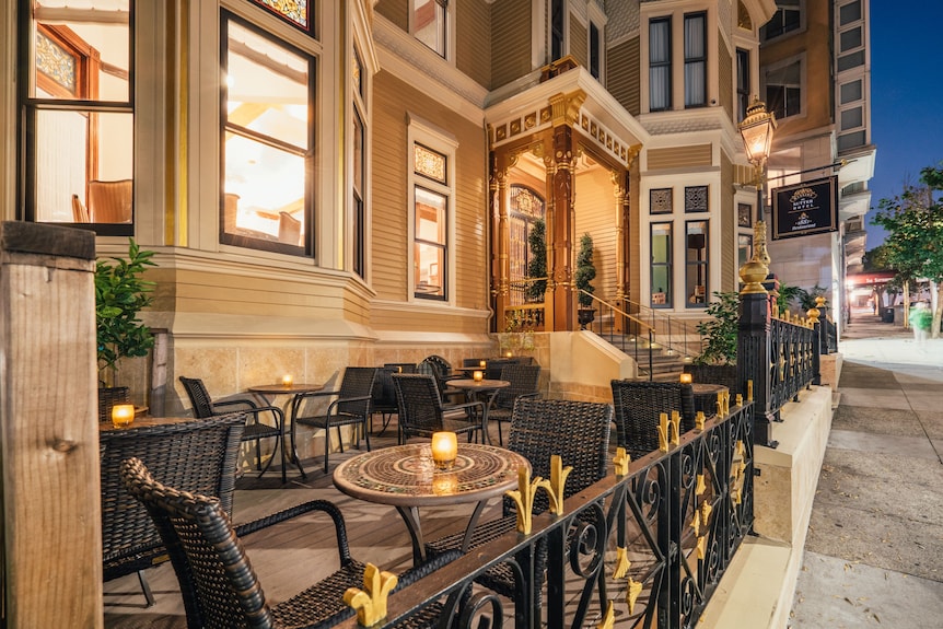 Outdoor seating at The Wine Vault, ideal for intimate gatherings and networking events.