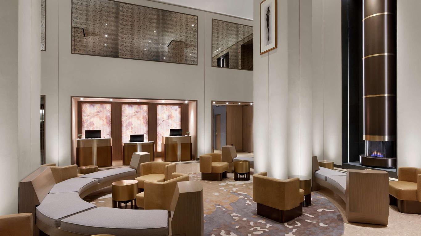 Elegant lobby of The Clift Royal Sonesta, ideal for meetings and events in San Francisco.
