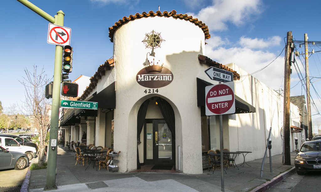 Charming Marzano Restaurant with outdoor seating, ideal for intimate events and gatherings.