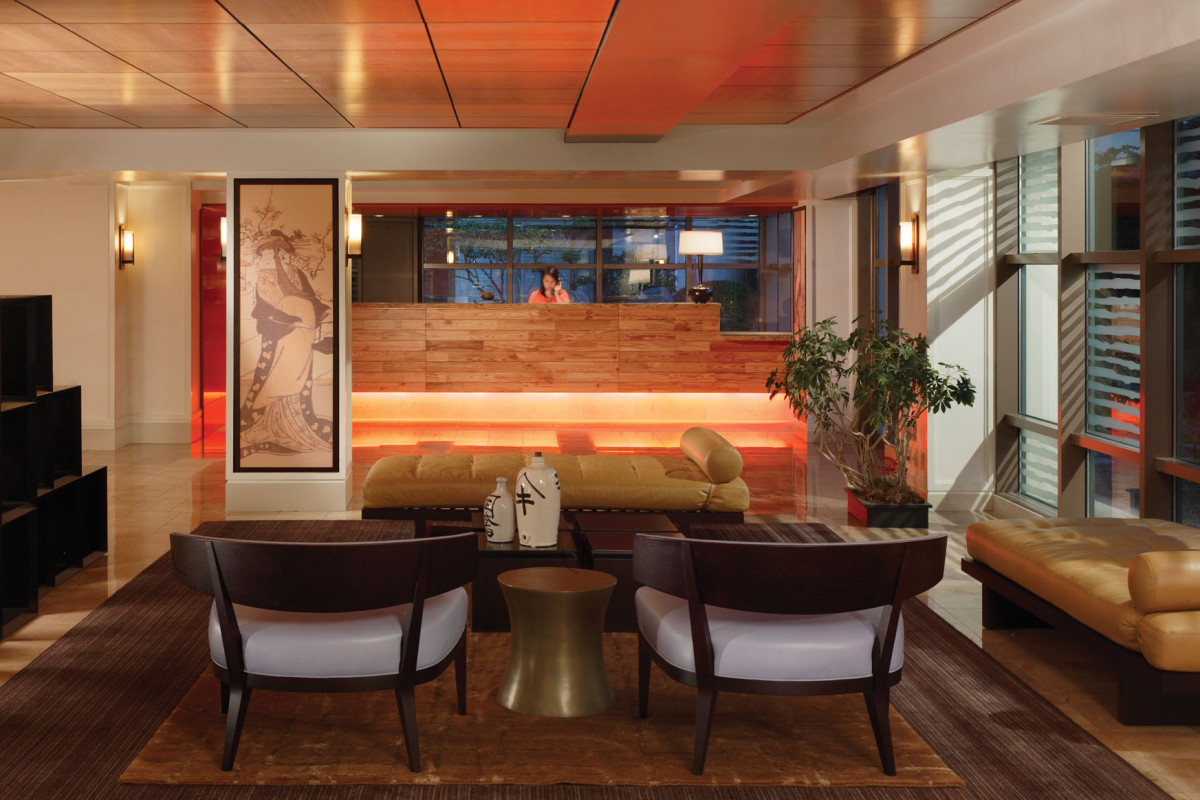 Modern lobby at Hotel Kabuki, ideal for event networking and guest reception.