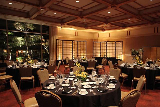 Elegant banquet room at Hotel Kabuki for formal dinners and corporate events.