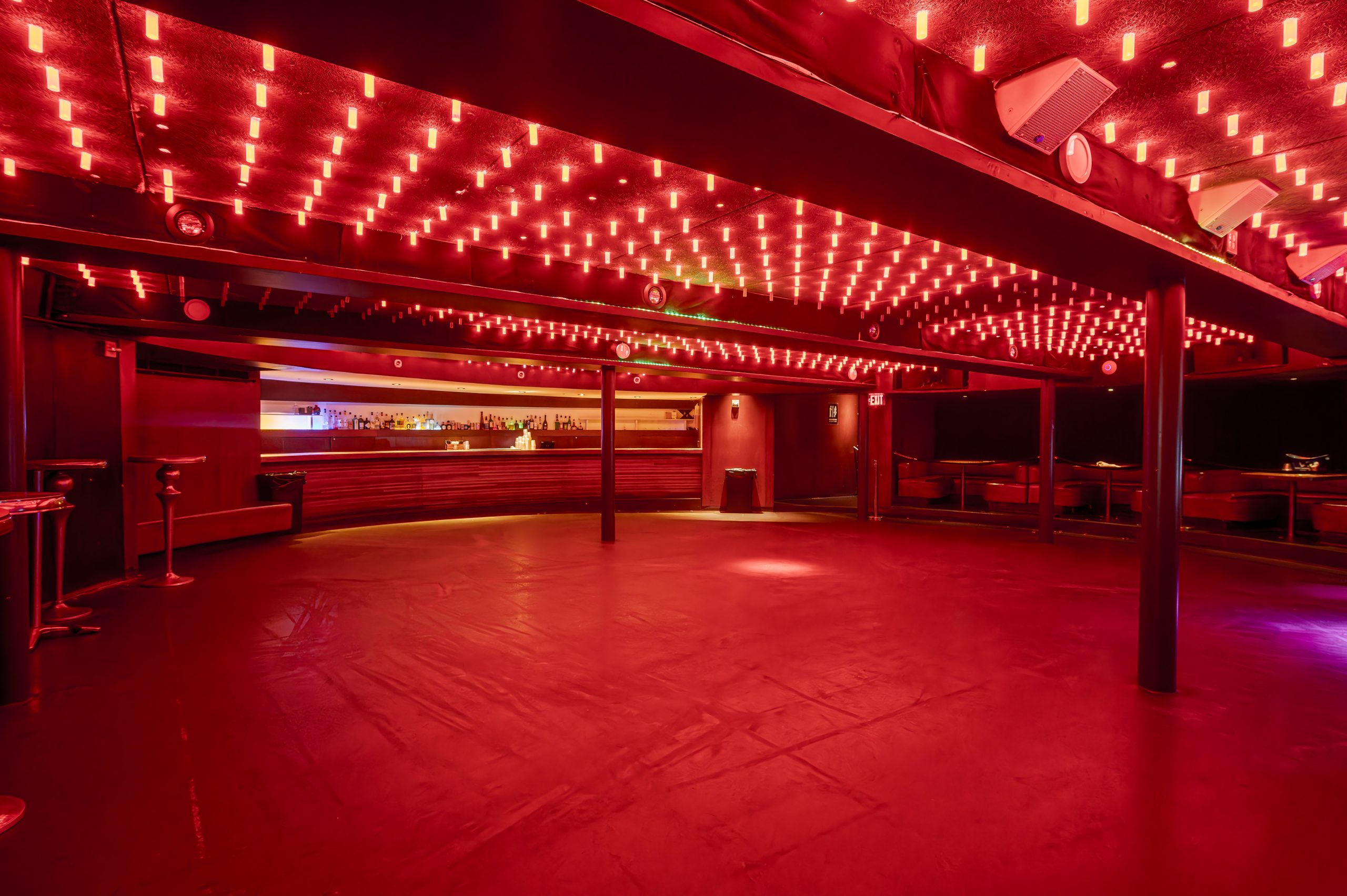 VIP seating area at 1015 Folsom with red LED lights for modern events and celebrations.