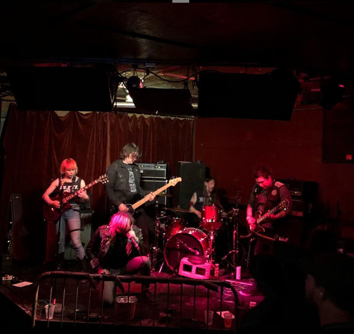 Live band performing on small stage at Thee Parkside music event.