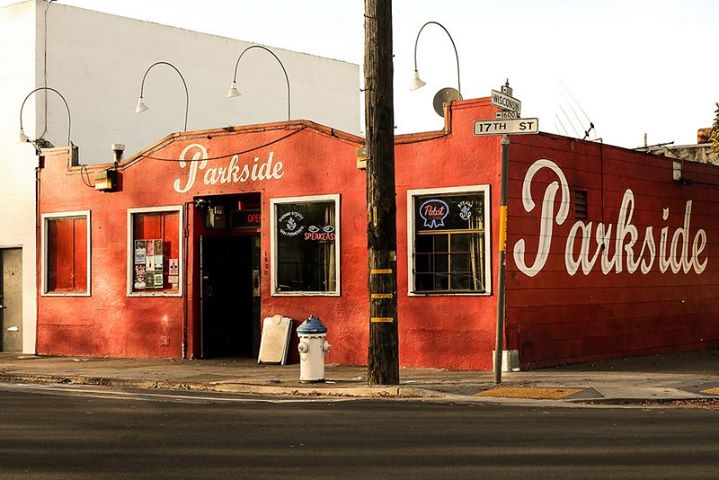 Small stage at Thee Parkside, vibrant venue for casual gatherings and networking events.