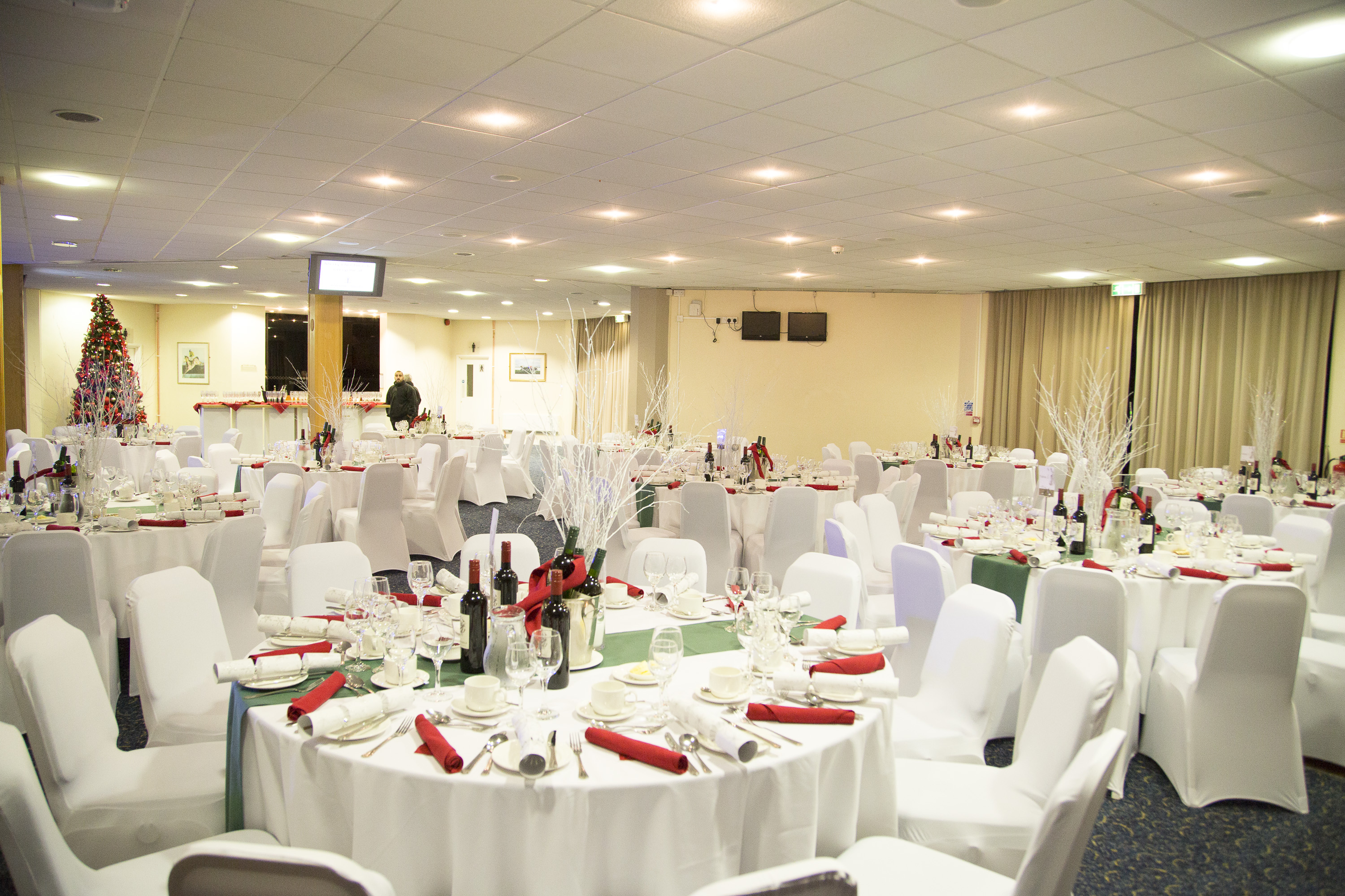 Elegant banquet hall at Kempton Park Racecourse for weddings and corporate events.