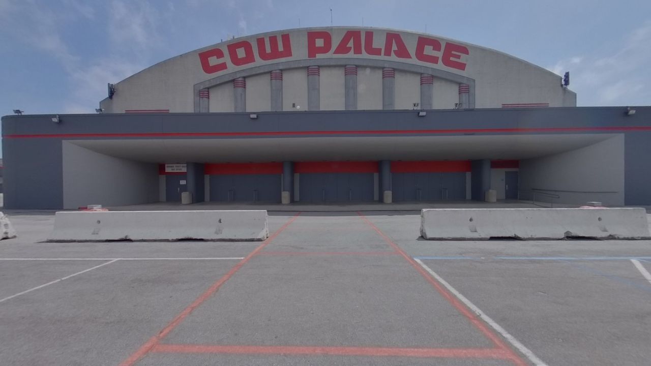 Cow Palace Arena exterior, iconic architecture for concerts and events.