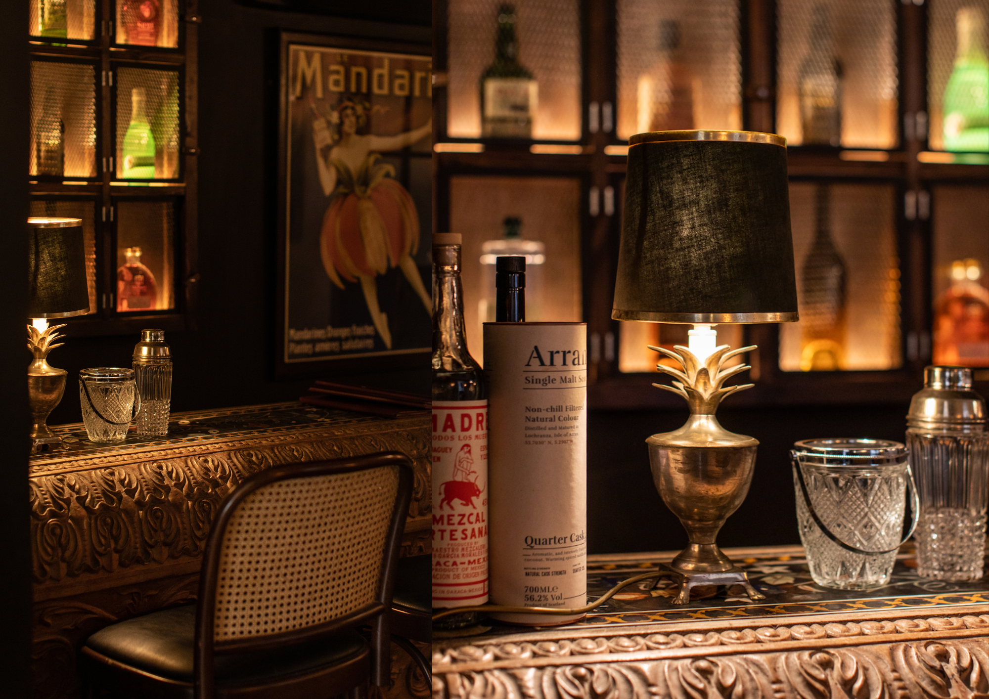 Private dining room bar at Patron Restaurant, ideal for intimate events and cocktail receptions.