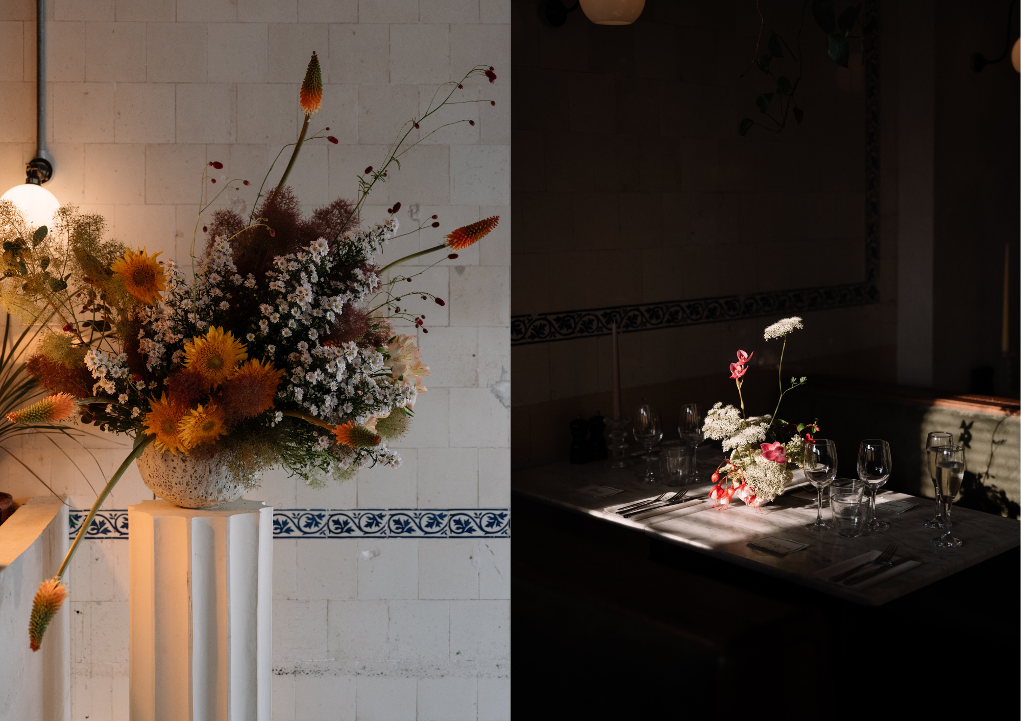 Private dining room with floral centerpiece, ideal for intimate gatherings and upscale events.