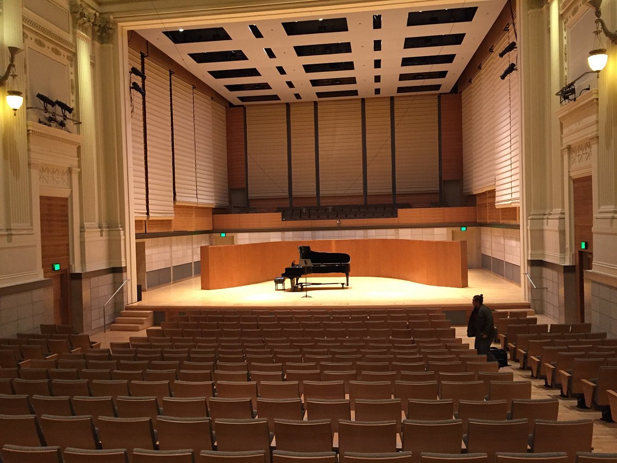 Concert Hall in The Commons SF with grand piano, ideal for concerts and events.