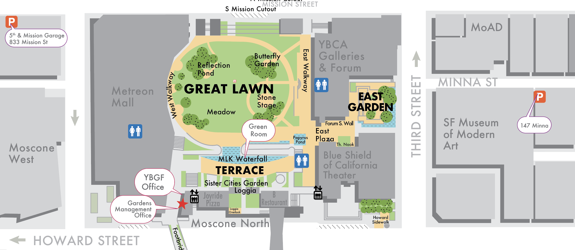 Great Lawn map at Yerba Buena Gardens Festival for event planning and logistics.