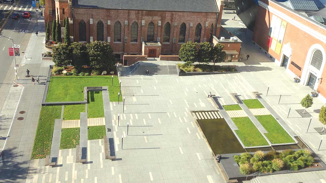 Jessie Square at Yerba Buena Gardens, versatile outdoor event space with landscaped areas.