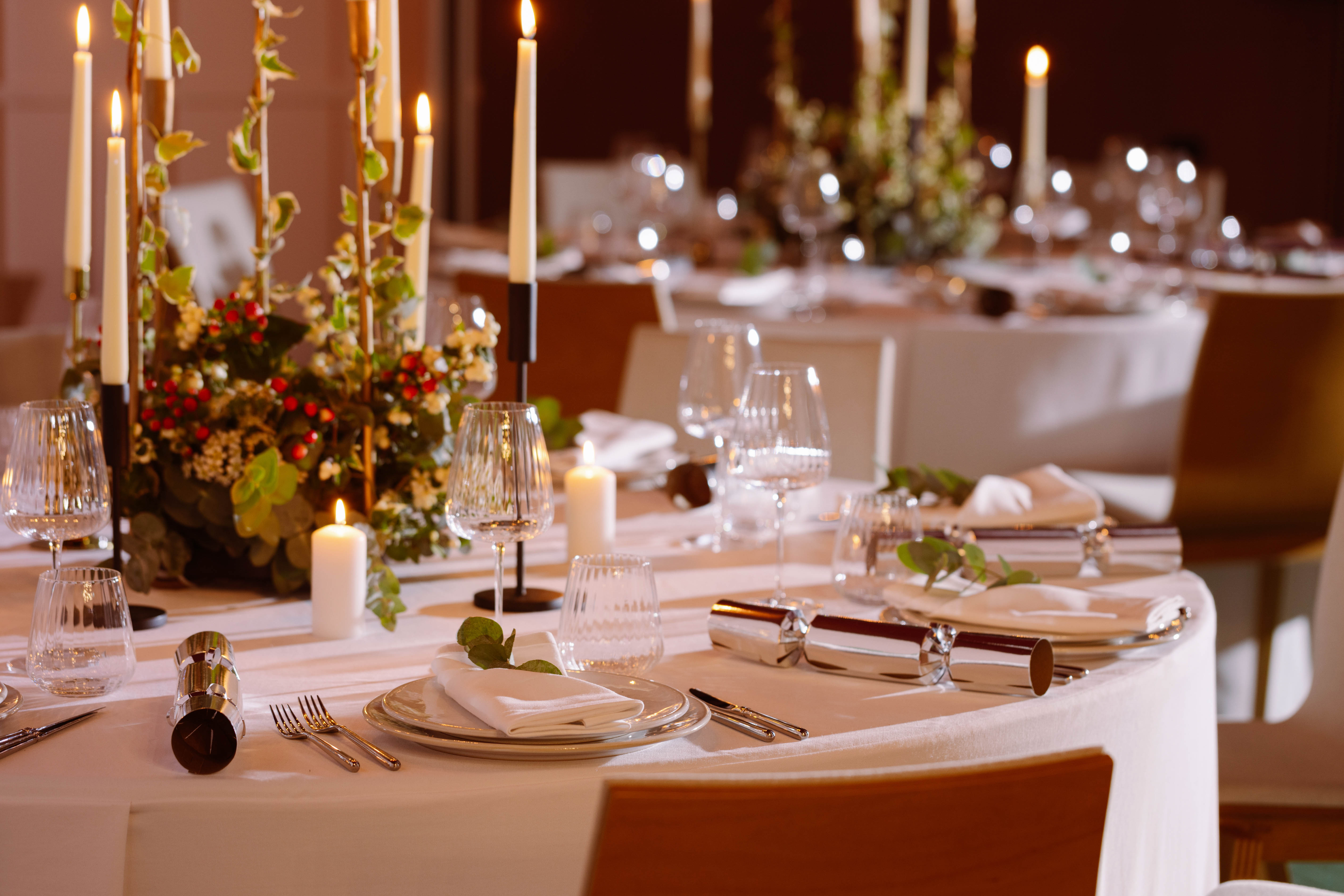 Elegant dining table setup in Creative Room 1 for formal events at art'otel London.