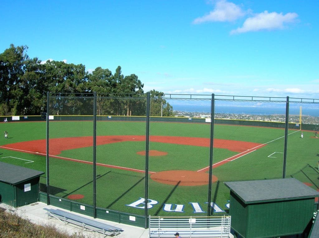 Baseball field at College of San Mateo, vibrant turf for outdoor events and team-building.