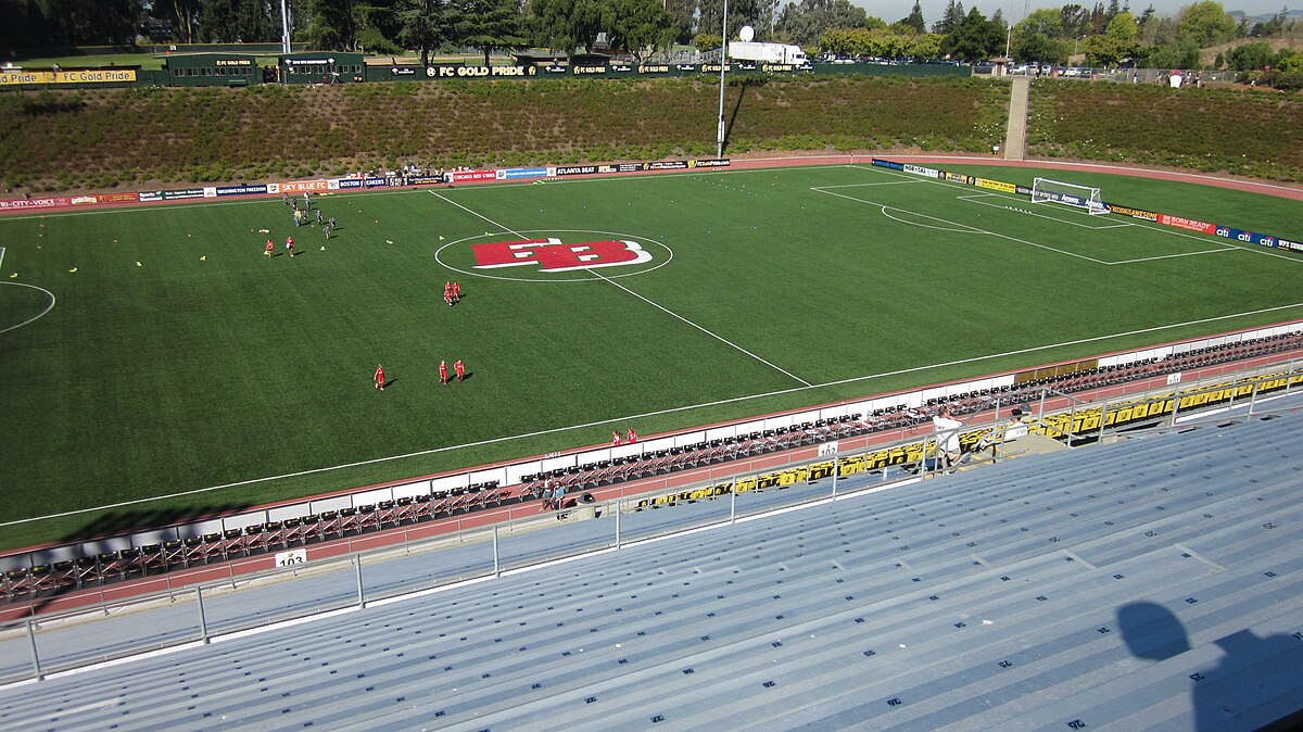 Athletic field at CSUEB Pioneer Stadium, vibrant green turf for outdoor events.