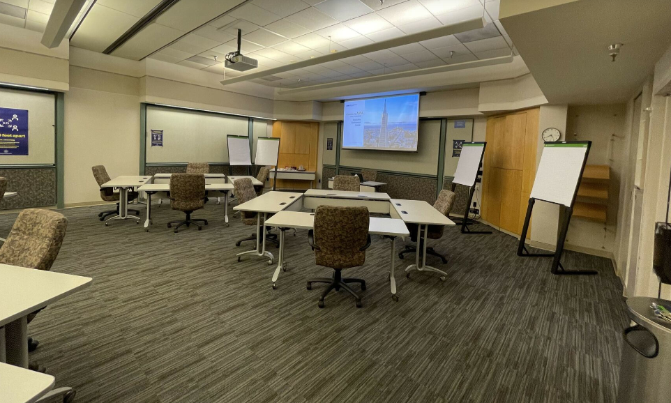 San Francisco Writers Conference meeting room with flexible seating and whiteboards.