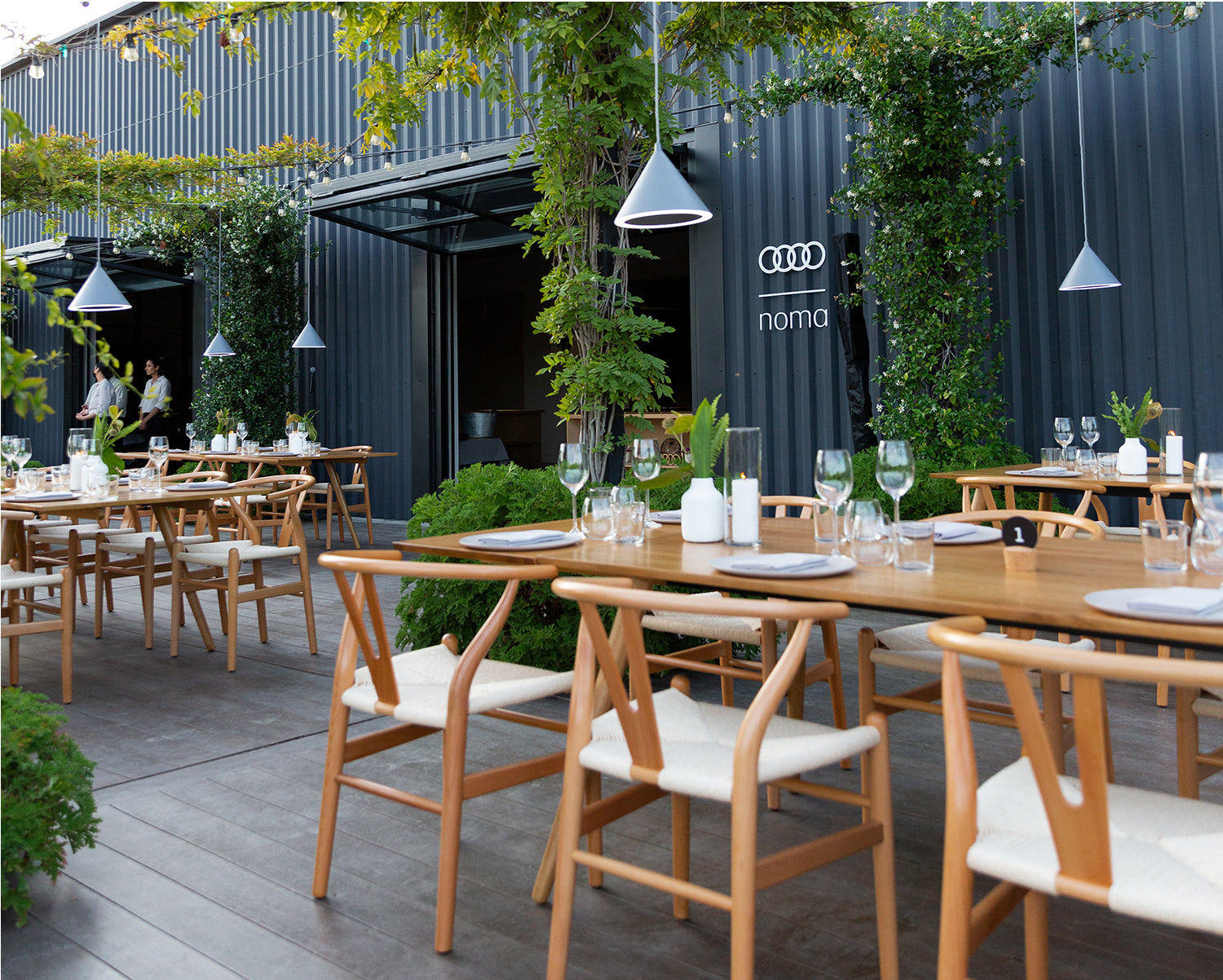 Elegant outdoor dining space at Rolling Greens, perfect for upscale events and gatherings.