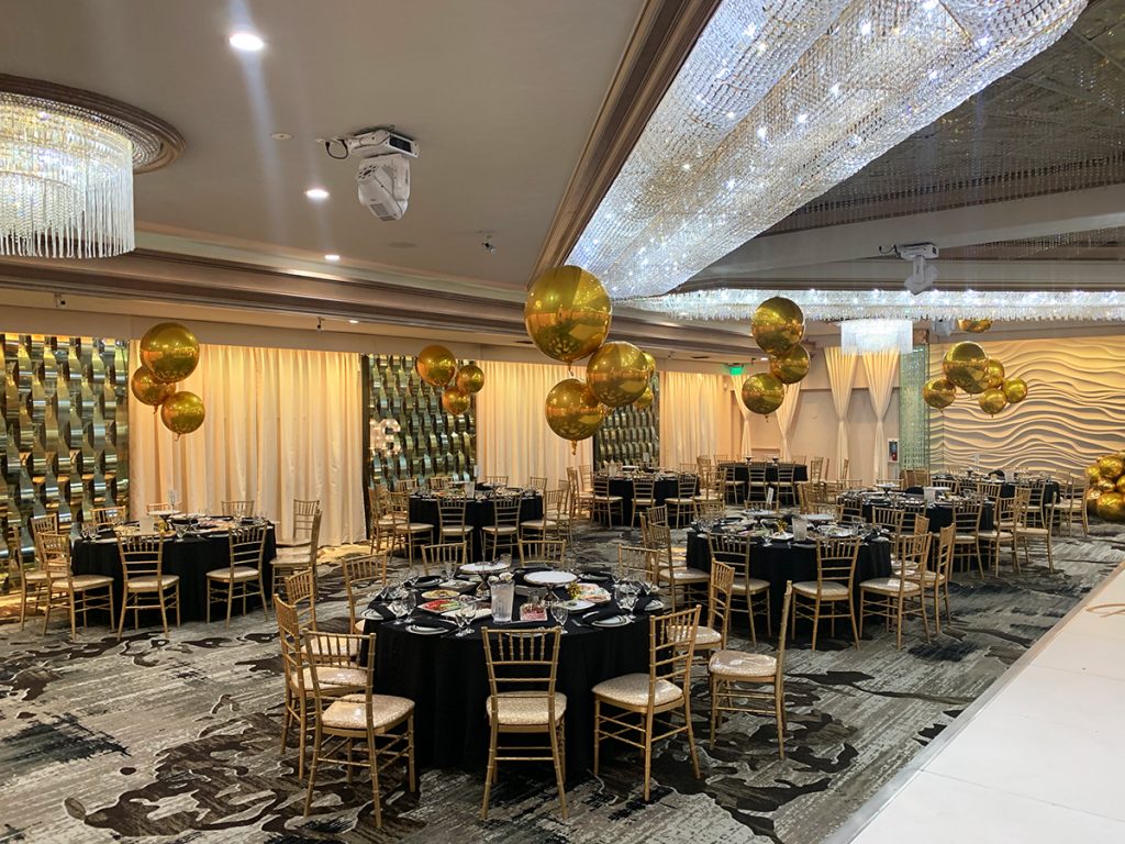 Elegant Grand Ballroom at Mirage Venue, ideal for gala events and formal dinners.