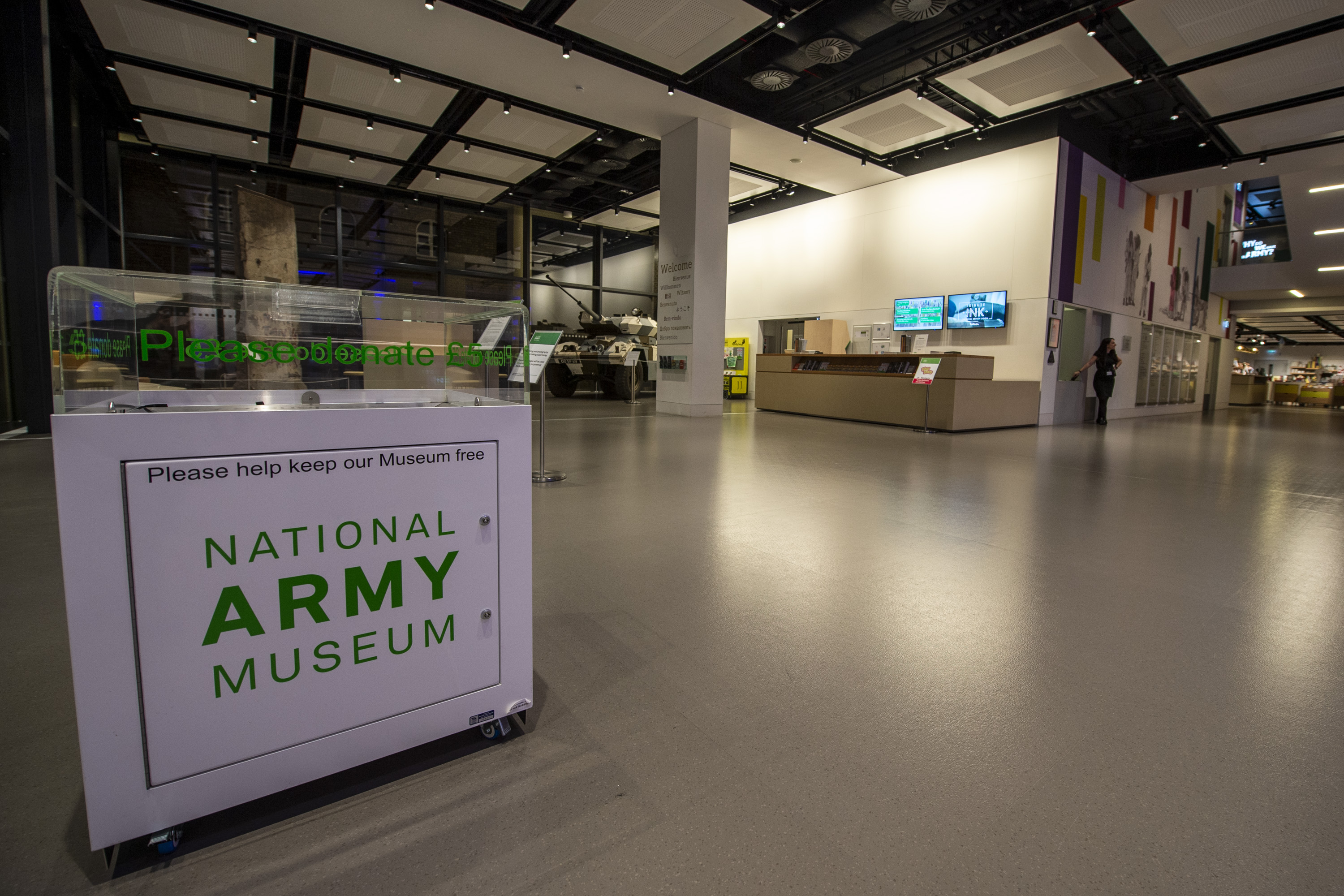 Spacious Foyer at National Army Museum, ideal for events and meetings.