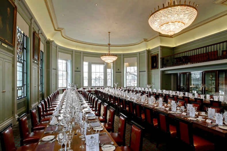 Trinity House Library U-shaped banquet room for corporate galas and VIP dinners.