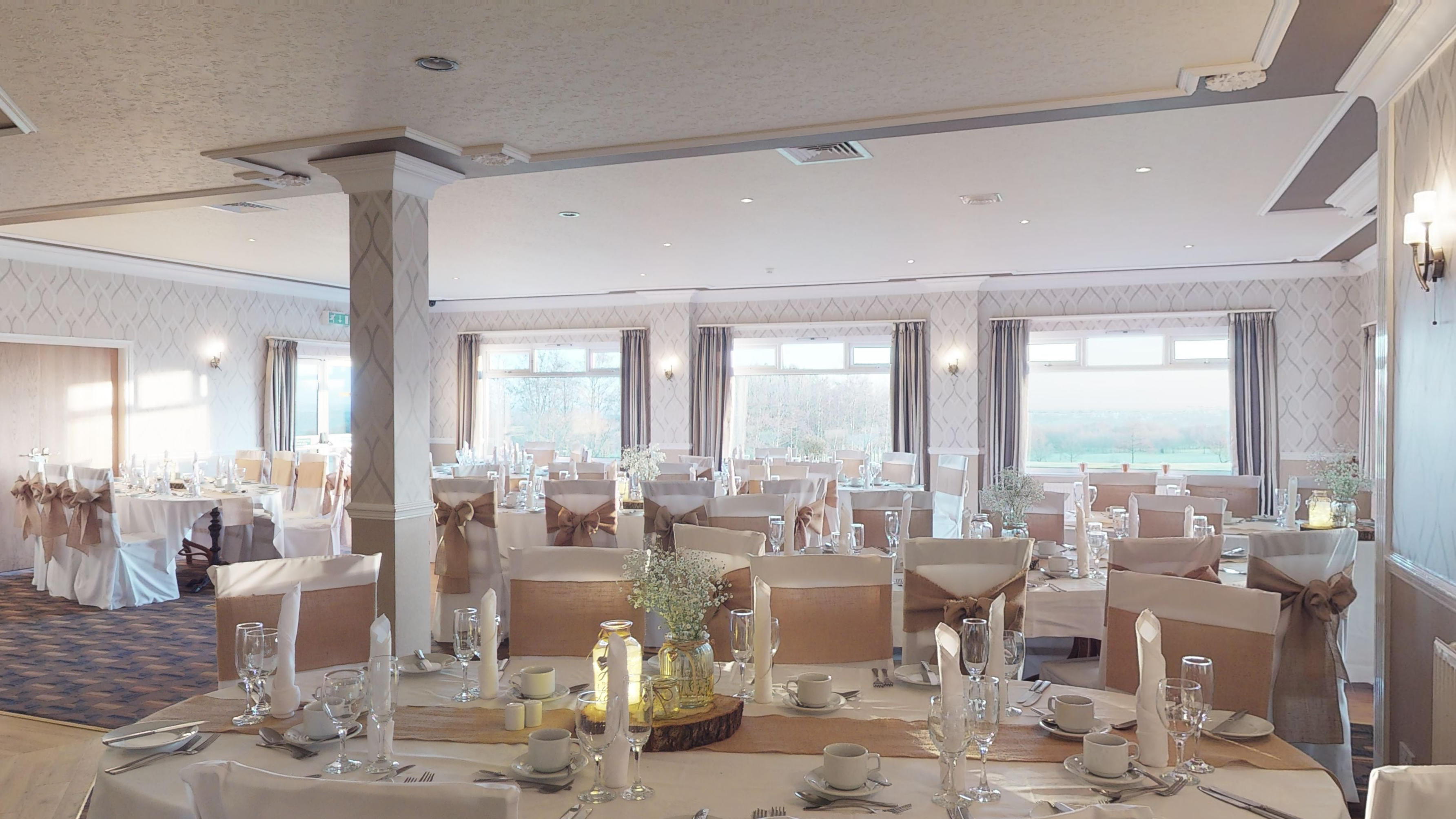 Private dining room in The Manor Leeds, elegant decor for weddings and corporate events.