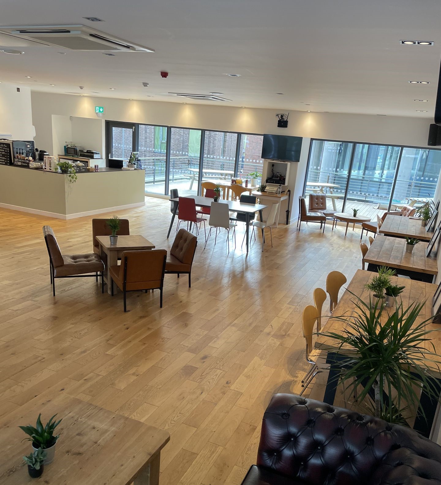 Towpath Cafe event space with modern layout, ideal for networking and workshops.