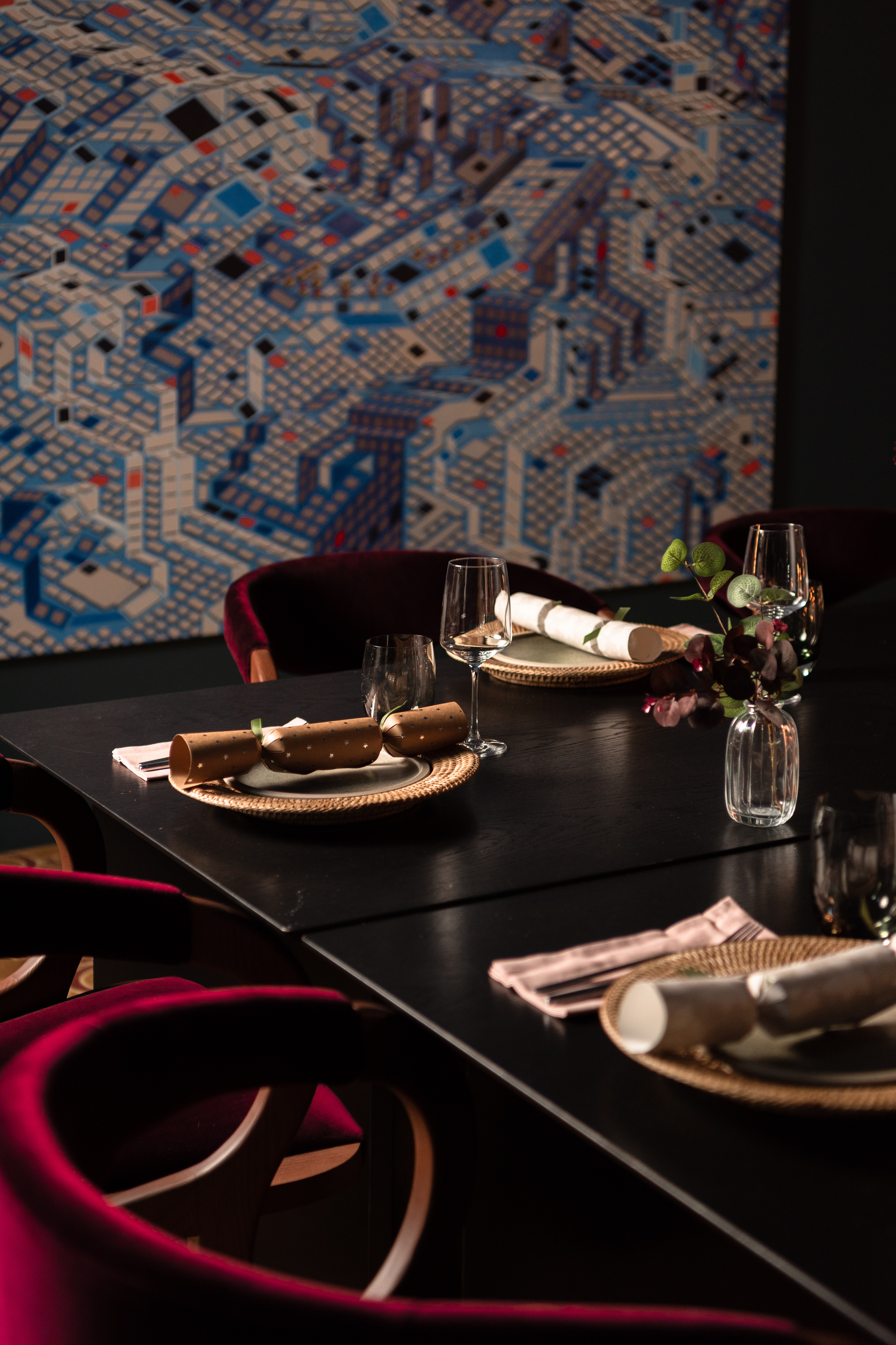 Private dining room in EVE Kensington with elegant table setting for upscale events.