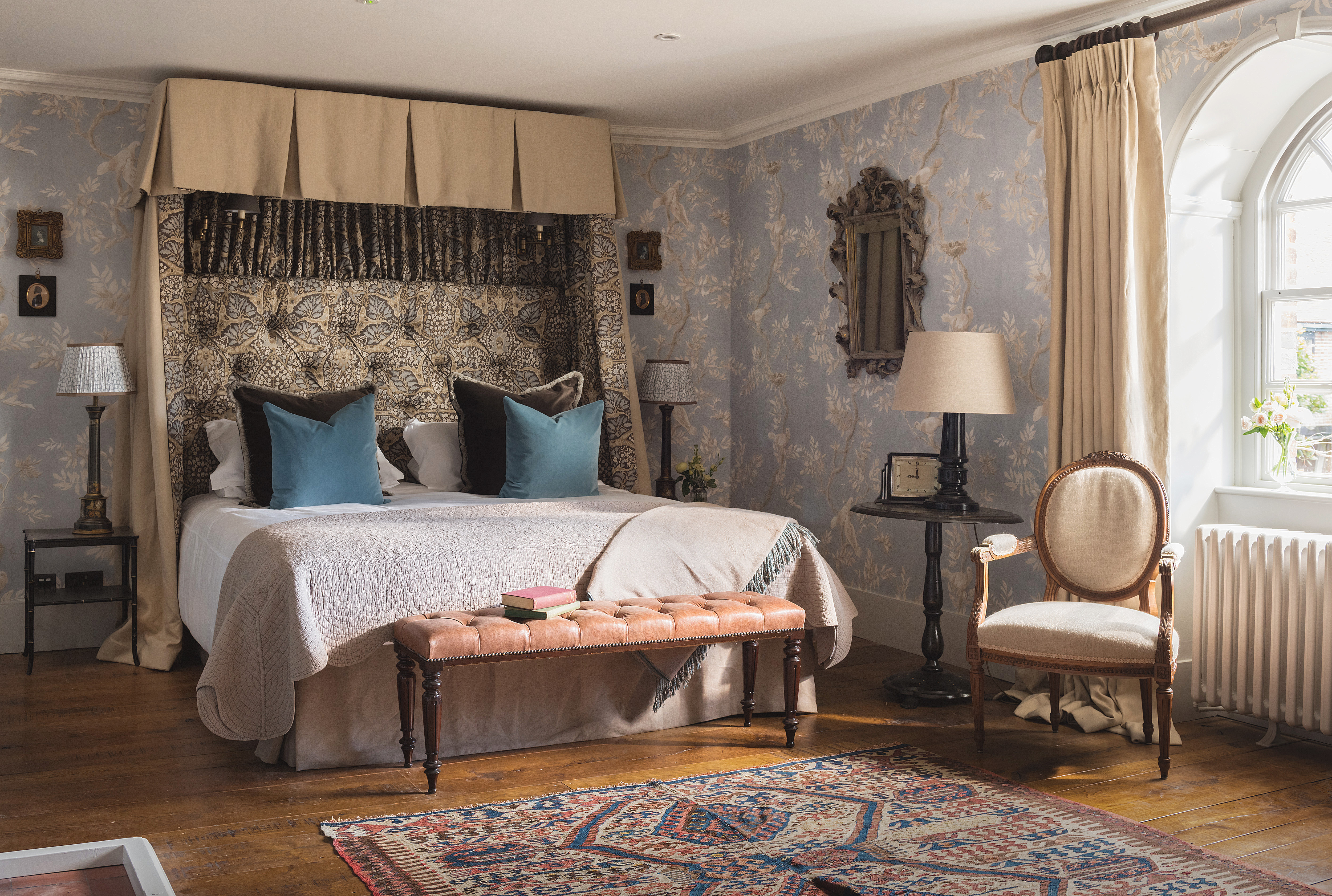 Elegant hotel room in Battel Hall, Leeds Castle for retreats and VIP accommodations.