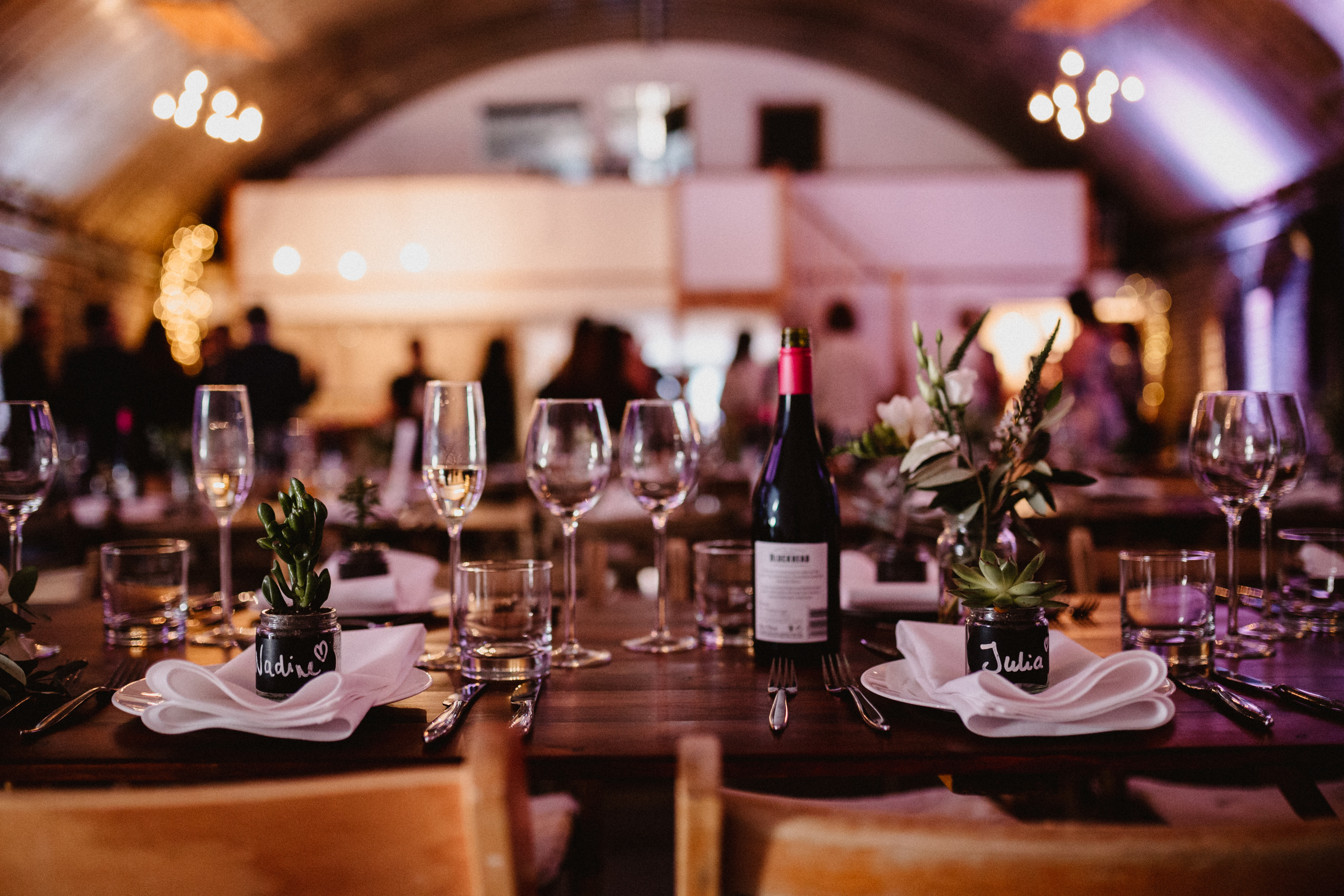 Elegant dining table setup in Studio 3, MOTEL for sophisticated gatherings and events.