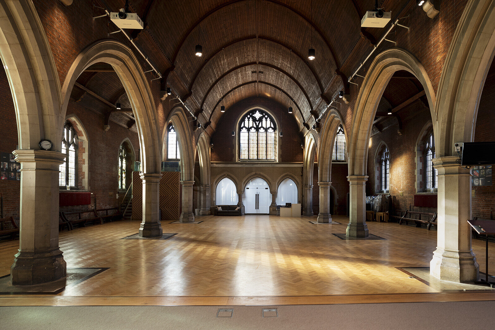 Spacious St Dionis Church Nave with high ceilings, perfect for events and receptions.