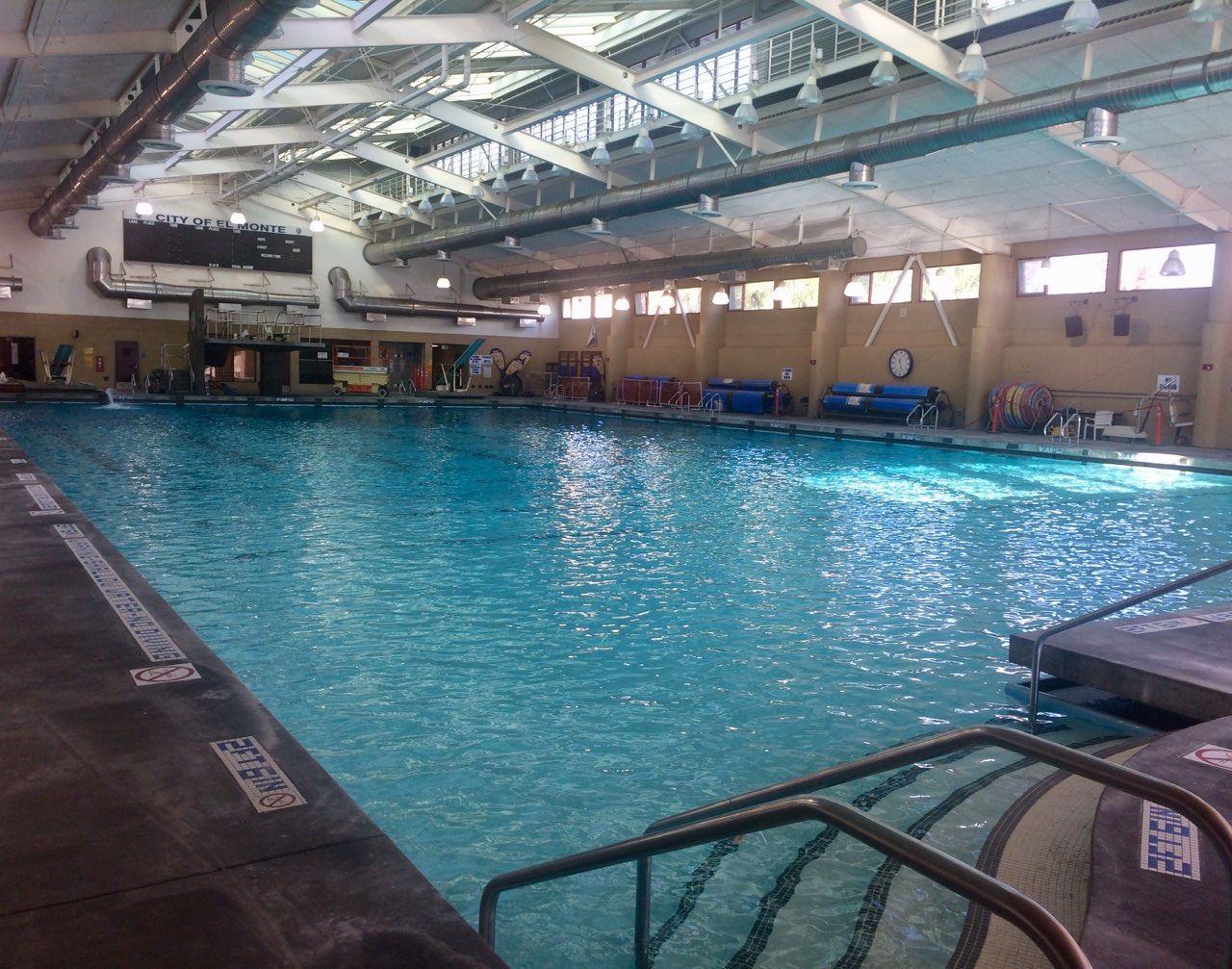 Indoor swimming pool at El Monte Aquatic Center for aquatic events and fitness classes.