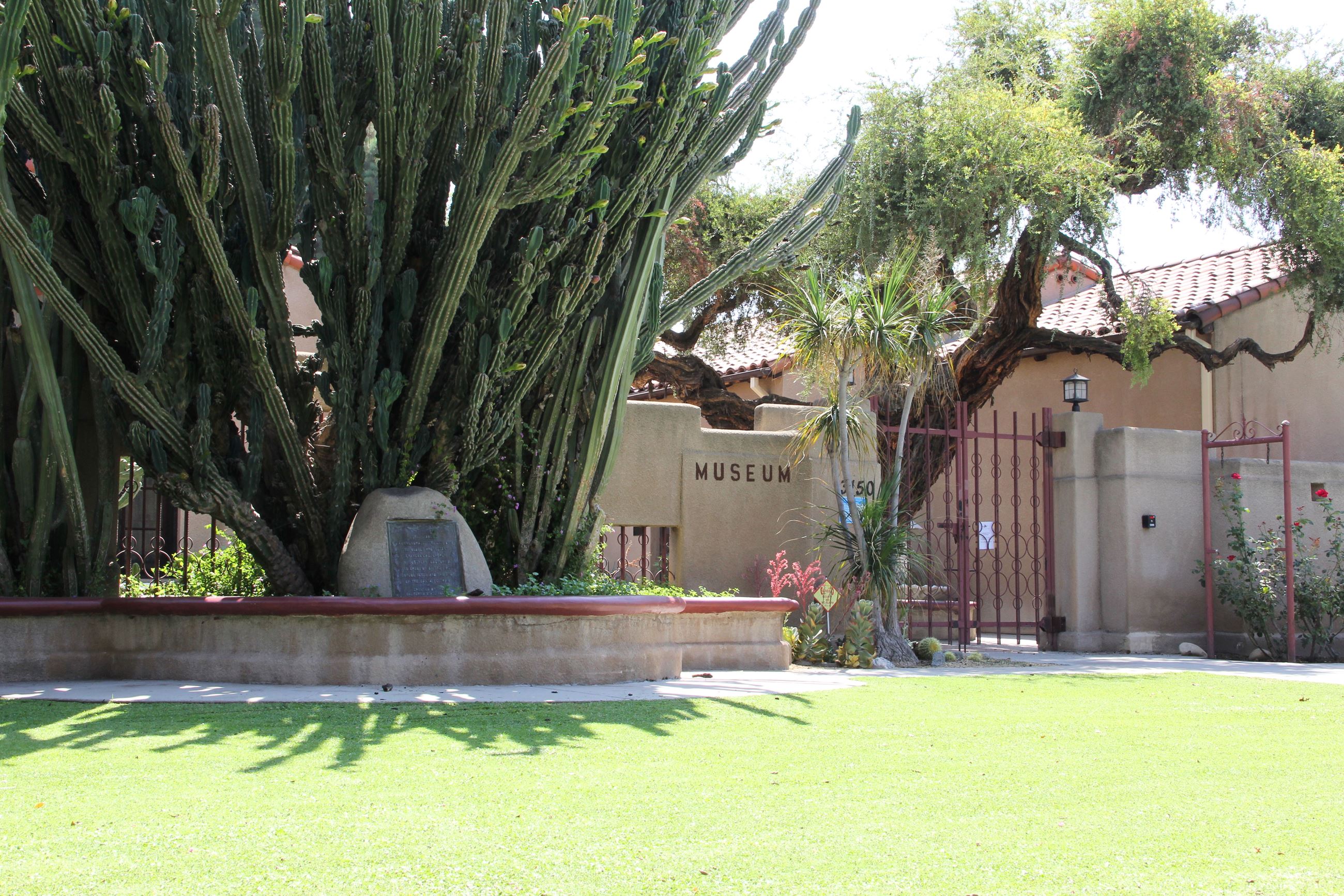 Large Stage at El Monte City Hall, ideal for outdoor receptions with lush greenery.