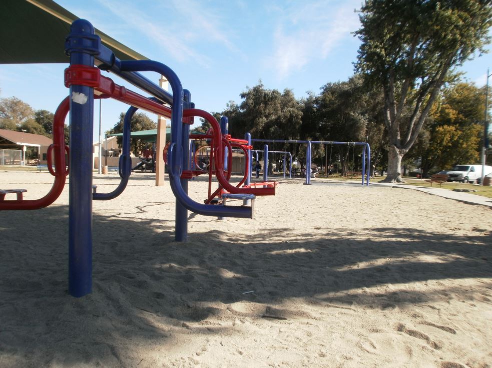 Colorful playground in El Monte City Hall courtyard, perfect for family-friendly events.