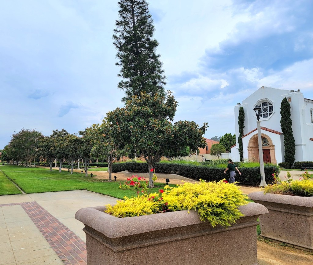 South Promenade in Liberty Station: scenic outdoor venue for events with lush landscaping.