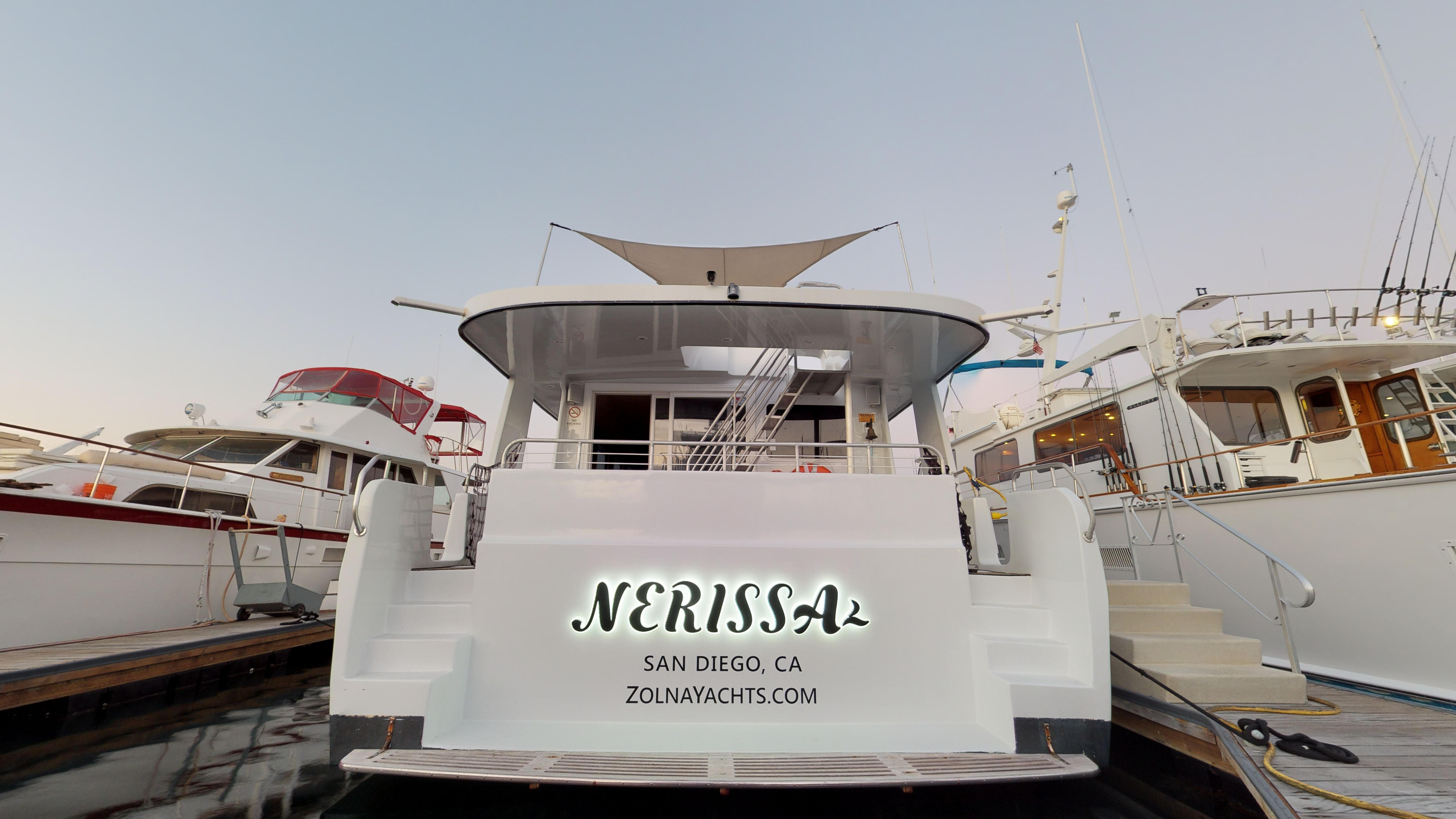 Nerissa Yacht in San Diego, sleek design for corporate retreats and upscale events.